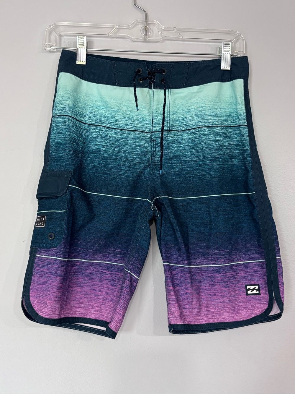 Billabong Ombre Aqua Teal to Purple Boys Board Shorts Swim Trunks Size 25 = 10
